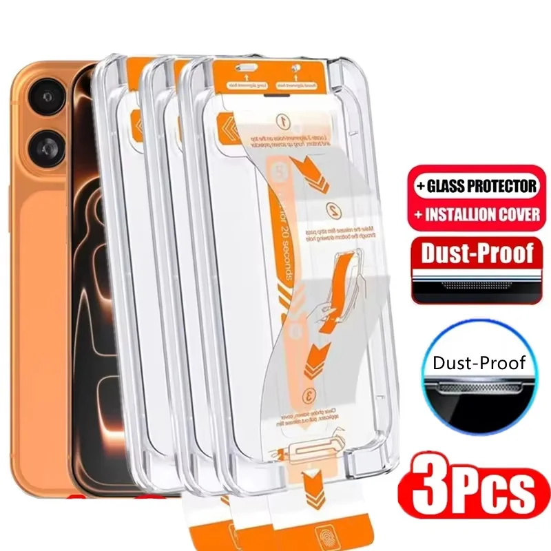 

3 шт. Защитная пленка для экрана для iPhone 17 Pro Max 16 13 11 15 14 16e 12 Mini XR X Xs 7 8 Plus Air Легкая установка пленки из закаленного стекла