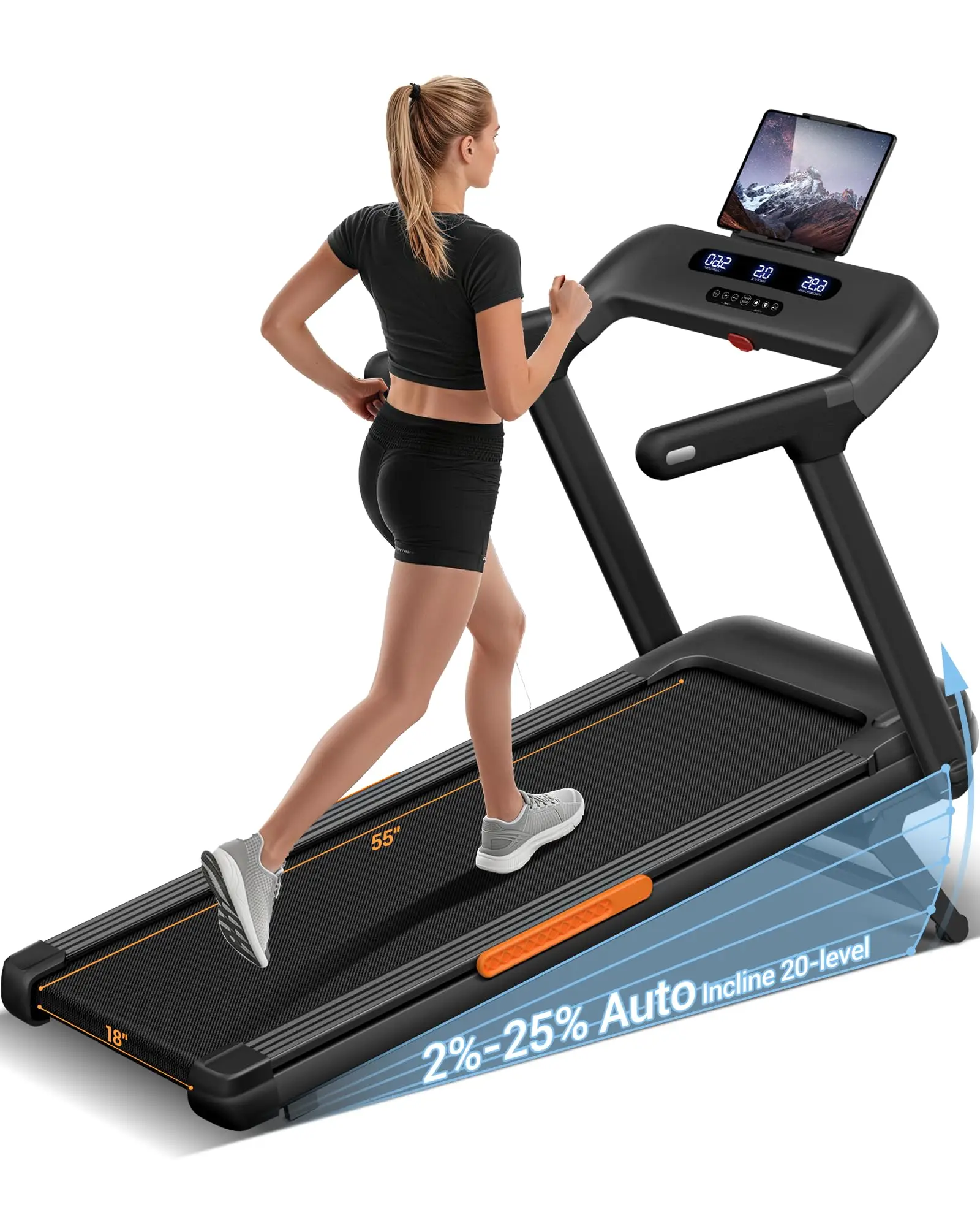 CURSOR Treadmills for Home with 20%/25% Incline, 350lb/400lb Capacity & 8.0/8.7/9.5MPH Folding Treadmill 3.5HP/4.0HP