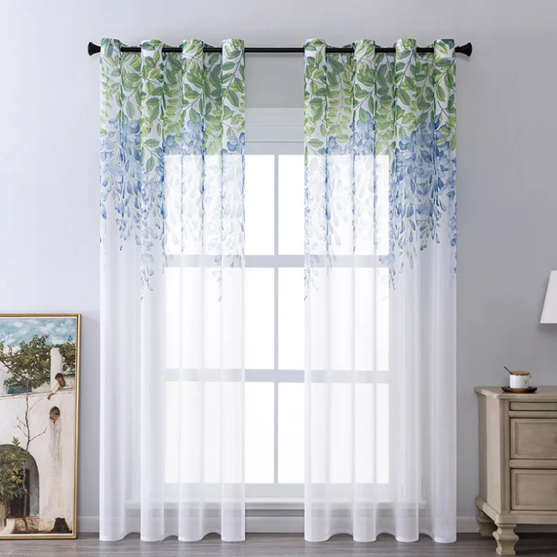 

Printed Living Room And Bedroom Long Sve PU Material Curtain Finied Product Cross-Border Simple Cusizable Willow Le
