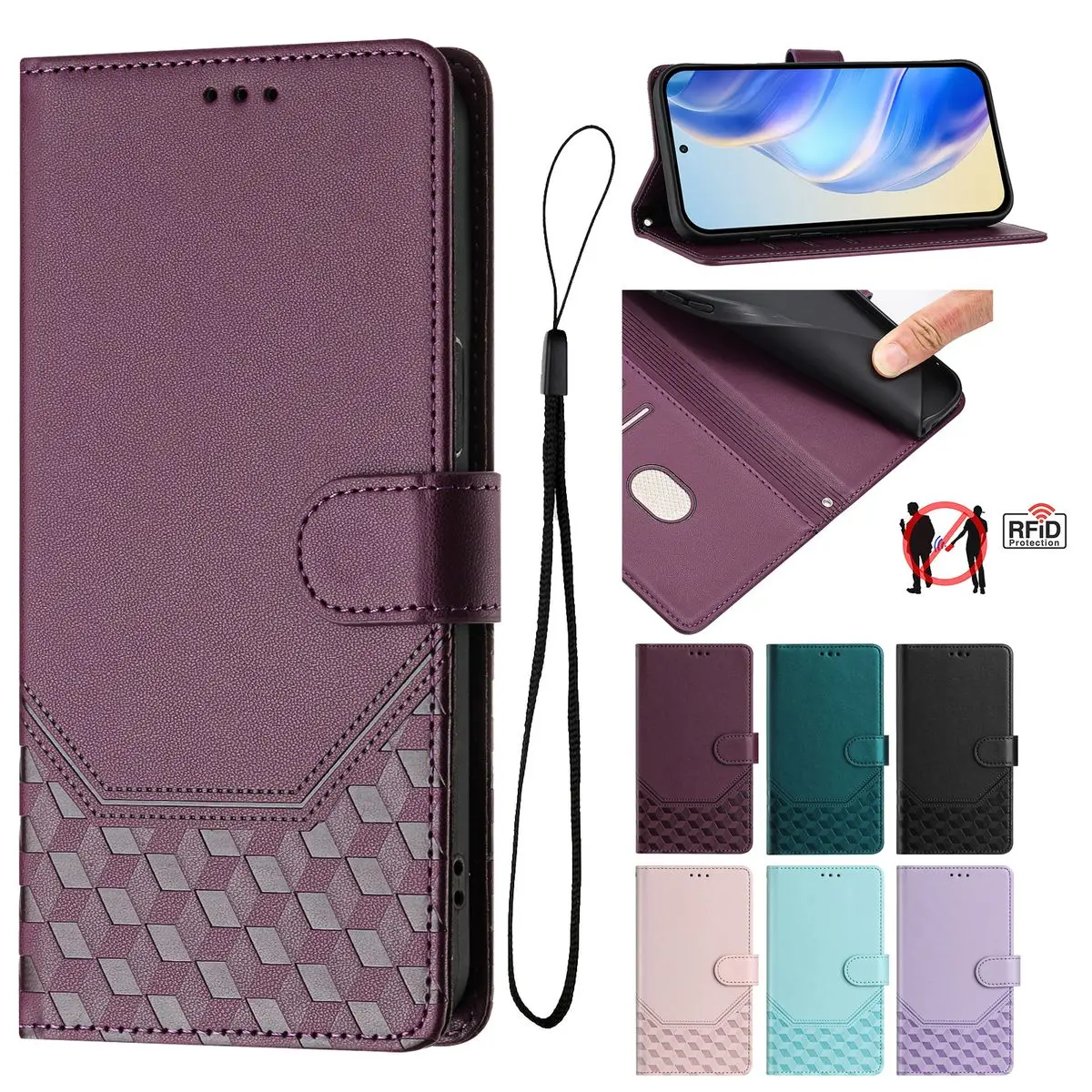 Sunjolly Cases for TCL 40R SE 20R Stylus 303 201 30XE 30SE Plus 305 306 AL02 Honeycomb Case Cover coque Wallet Phone Covers