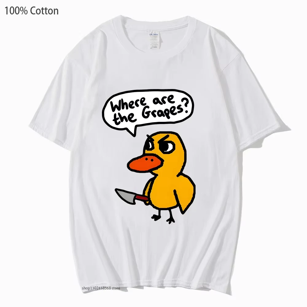 Funny Got Any Grapes T-Shirts The Duck Song Walked Up Print Tshirt Y2k Tops Comfortable Clothes Girls Kawaii Tees Women Men Tops