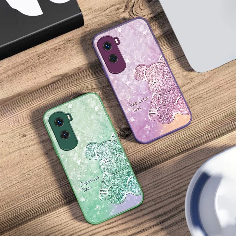 Gradient Cute Little Bear For Honor 200 90 8X 9X Pro Lite P50 P40 Nova 10 11i P60 Magic4 6 Mate 20 50 Tempered Glass phone case