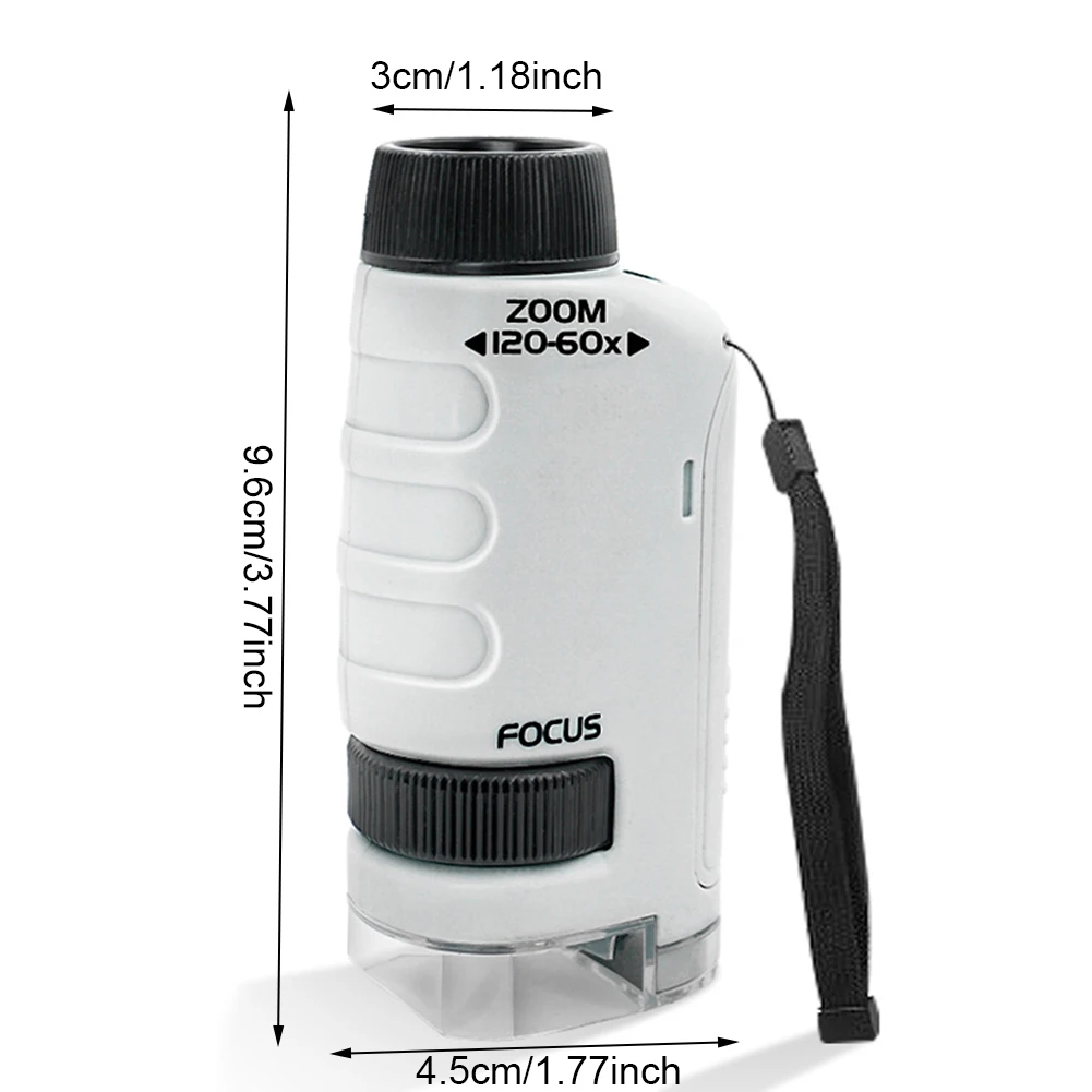 Educational Mini Handheld Microscope with LED Light 60-120x Pocket Microscope Battery Powered Home School Science Toys Gift