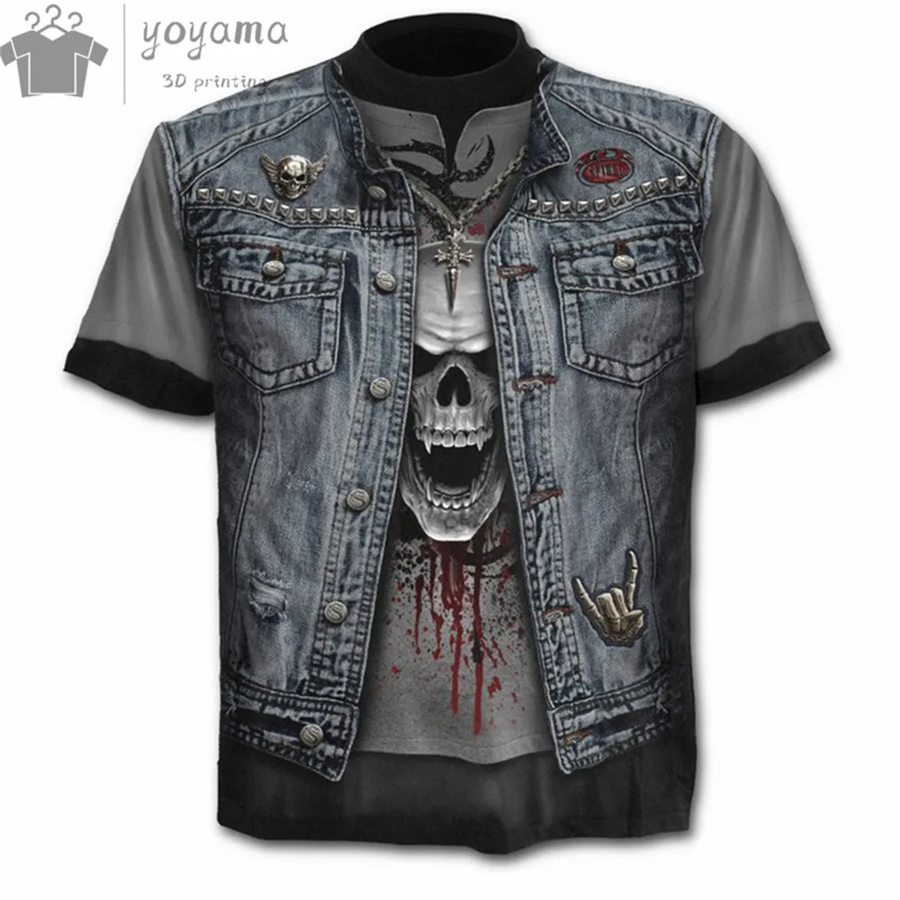Summer Men's 3d Printed Horror Skeleton Men T-Shirt Stylish Casual Fun Alternative Short Sleeve O Neck Oversized Quick Dry Shirt image 2