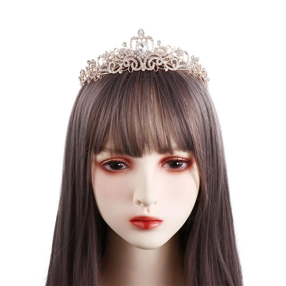 حجر الراين عقال الأميرة تاج سبيكة الماس تاج الزفاف تاج مجوهرات الزفاف الكورية نمط الزفاف أغطية الرأس النساء تيارا #2