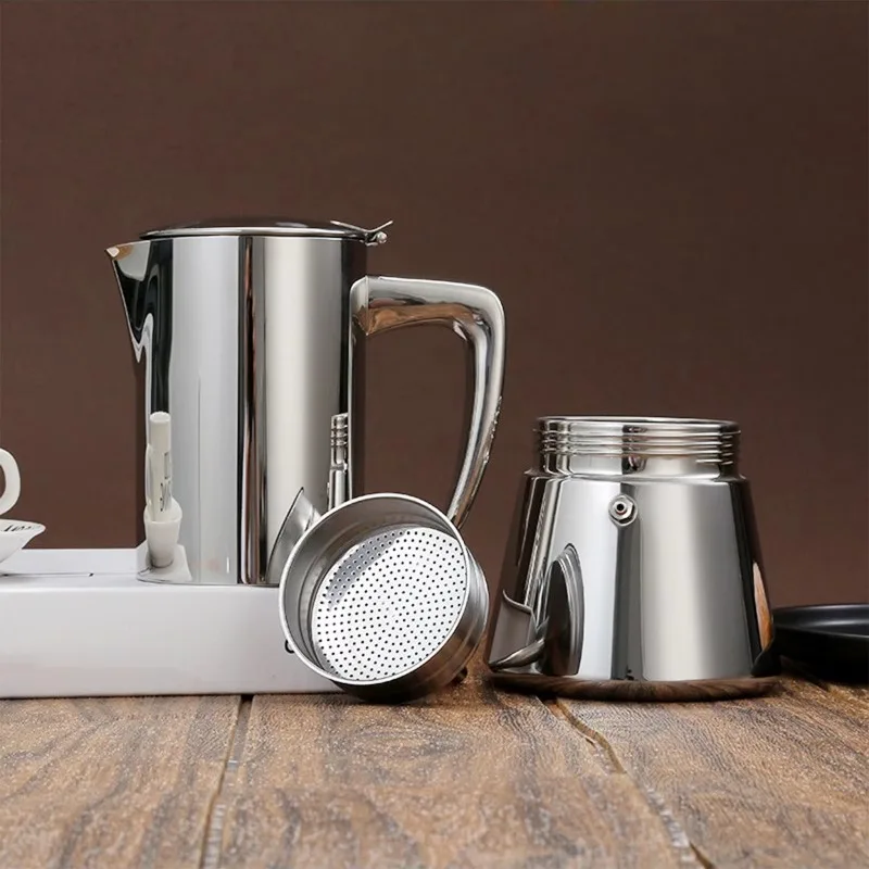 

Кофеварка Мока из нержавеющей стали, кофеварка, кофейник для кухни, мокко, эспрессо, латте, плита, фильтр, 4/6 чашек