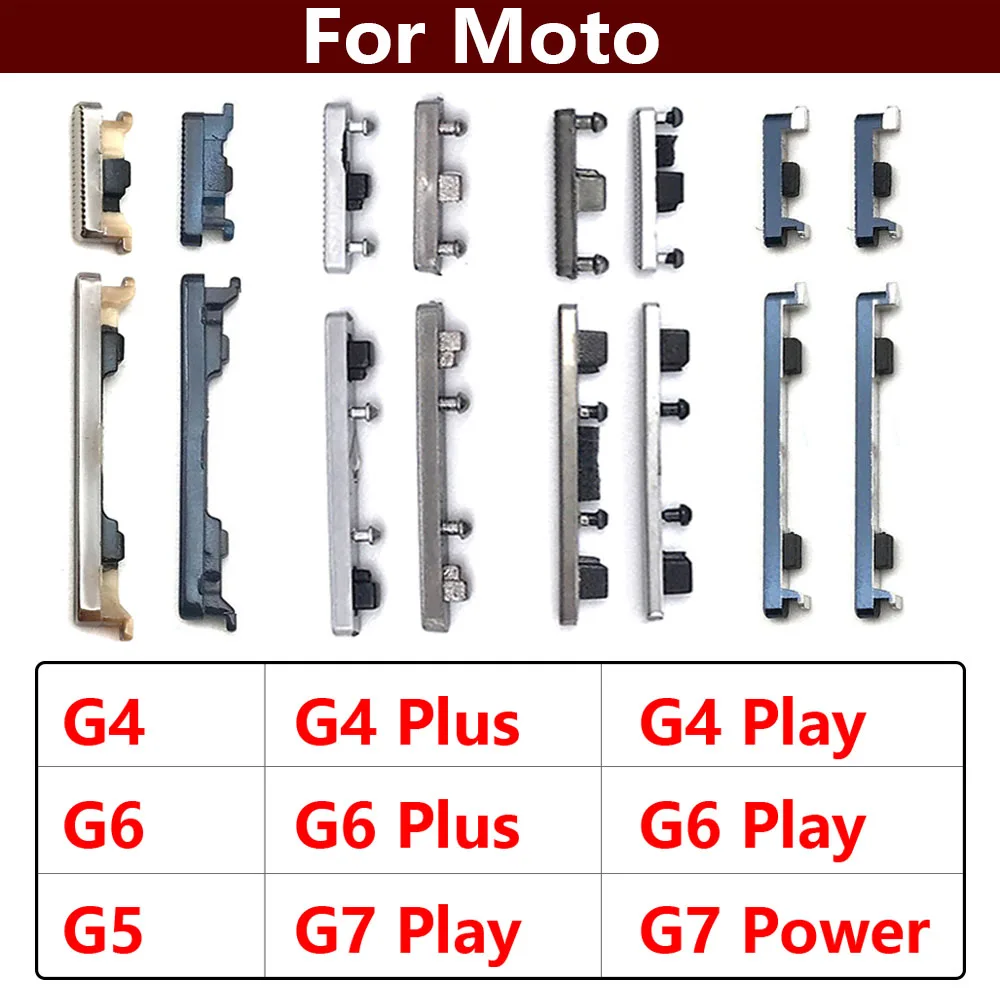 New For Moto G4 G6 G7 G8 Plus Play Side Volume Button + Power ON / OFF Buttton Key Set Replacement Parts