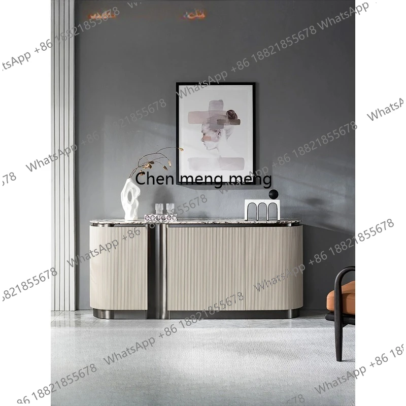 Italian light luxury natural marble noodle dining side cabinet, modern minimalist villa high-end solid wood locker