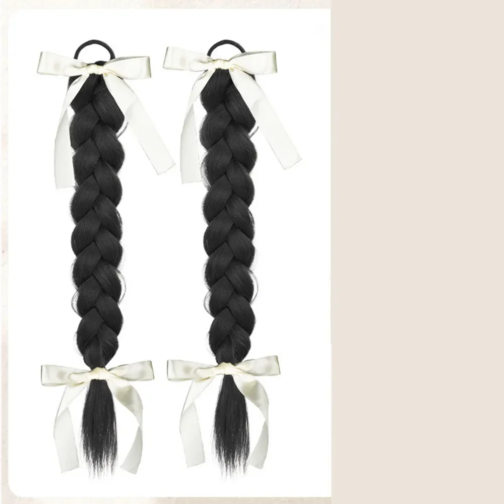 Il fiocco naturale simula la doppia parrucca sintetica a coda di cavallo con le estensioni dei capelli con trecce a nastro
