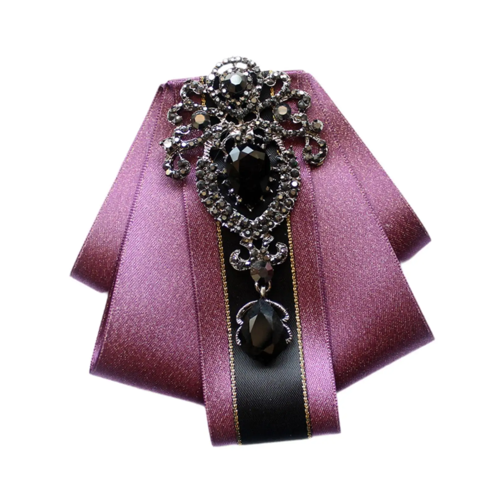 Pajarita Pre-Atada con Lazo de Cinta y Diamantes de Imitación, Broche de Corbata para Traje de Ceremonia, Festivo, Casual o de Trabajo