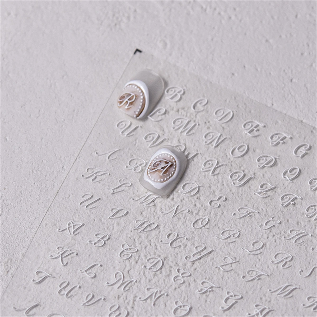 1pcs 5D Retro English Nail Art Charms Black White Letter Self Adhesive Slider Press on Nails Decorations Decals Accessories DIY