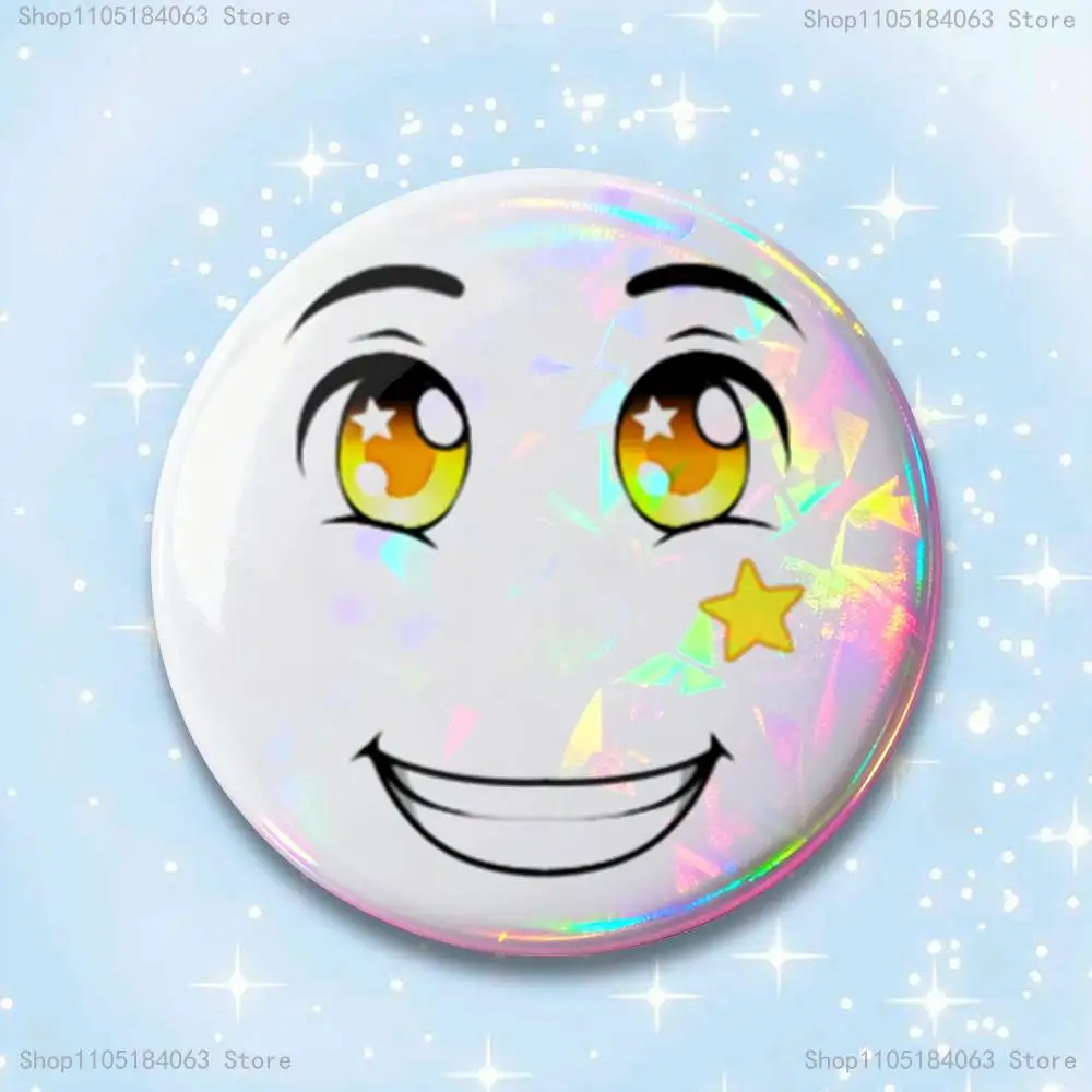 Face W-Winning Smile Cute Funny Badges 25 32 44 58 75 mm Round Cosplay Pin Bag Decor Fans Collect Friends Gifts Brooch Souvenir