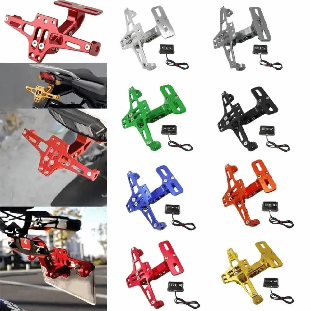 

Крепление заднего номерного знака мотоцикла из алюминиевого сплава, регулируемый антикоррозийный держатель номерного знака со светодиодной подсветкой