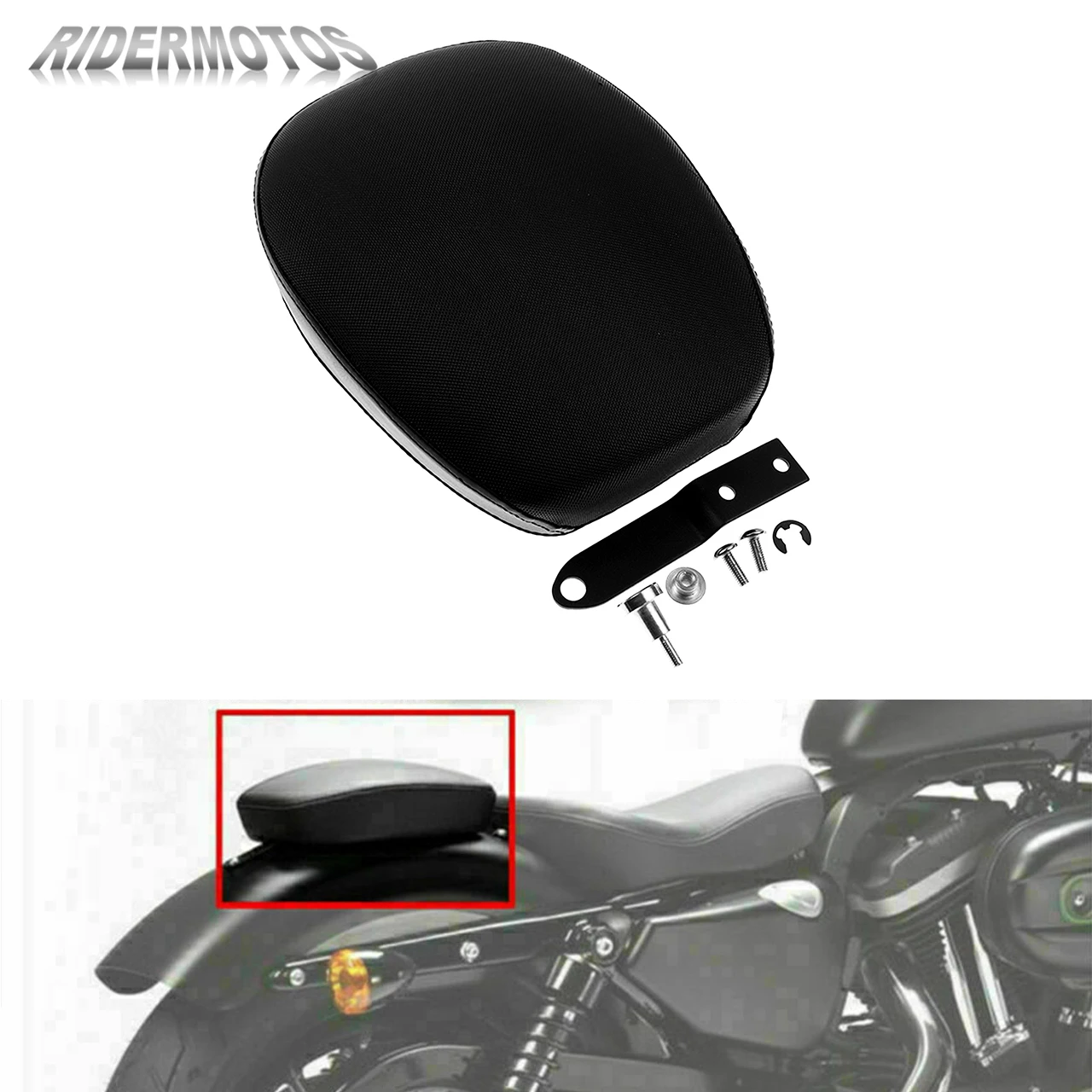 

Passenger Seat Cushion Rear Pillon For Harley Sportster Iron 883 XL883N XL1200 48 72 Forty Eight 2010-16 Black Seat Pad Leather