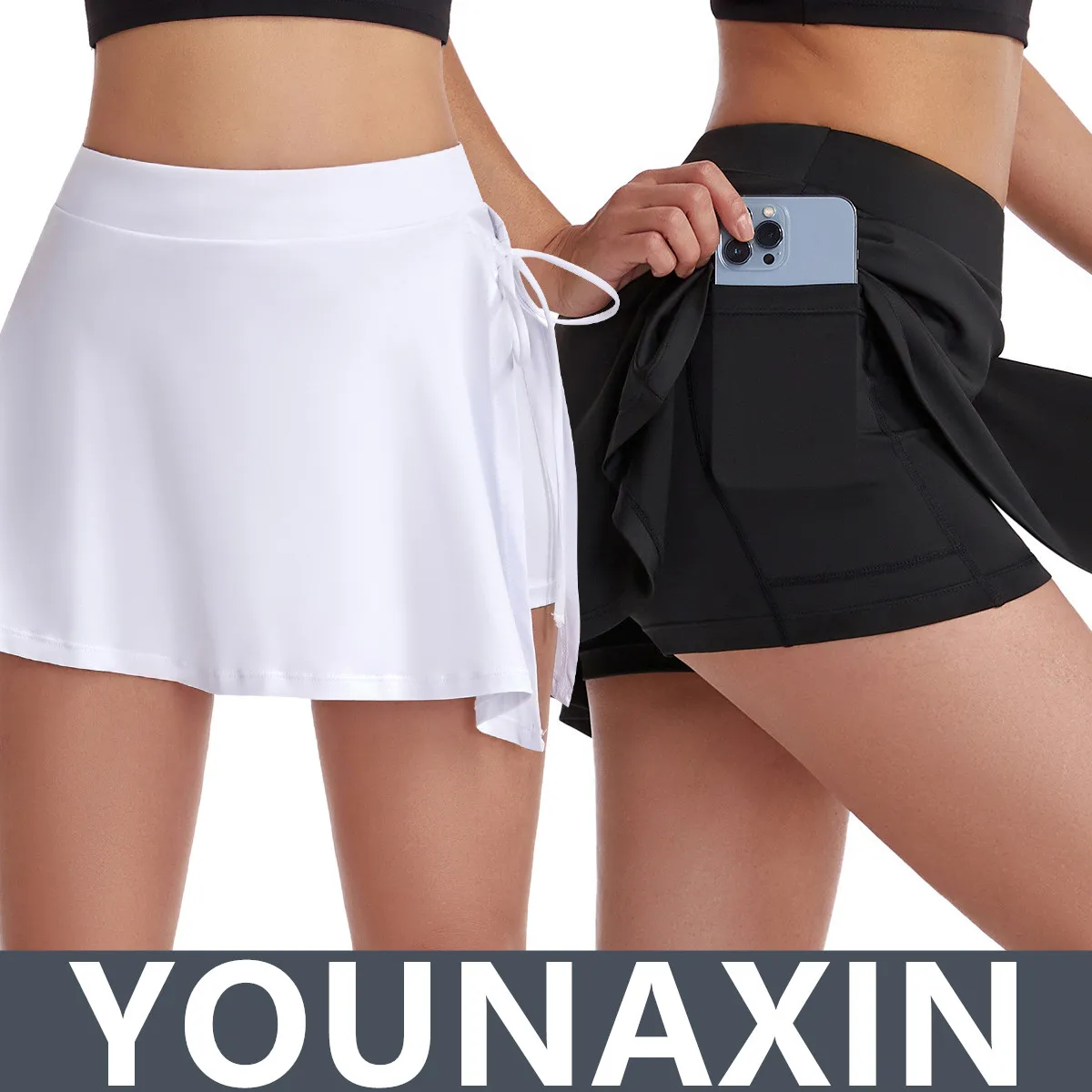 Europe Style Women Tennis Culottes Fitness Skirt Training Running Yoga Badminton Sports Shorts Lining With Pocket Anti-emptied