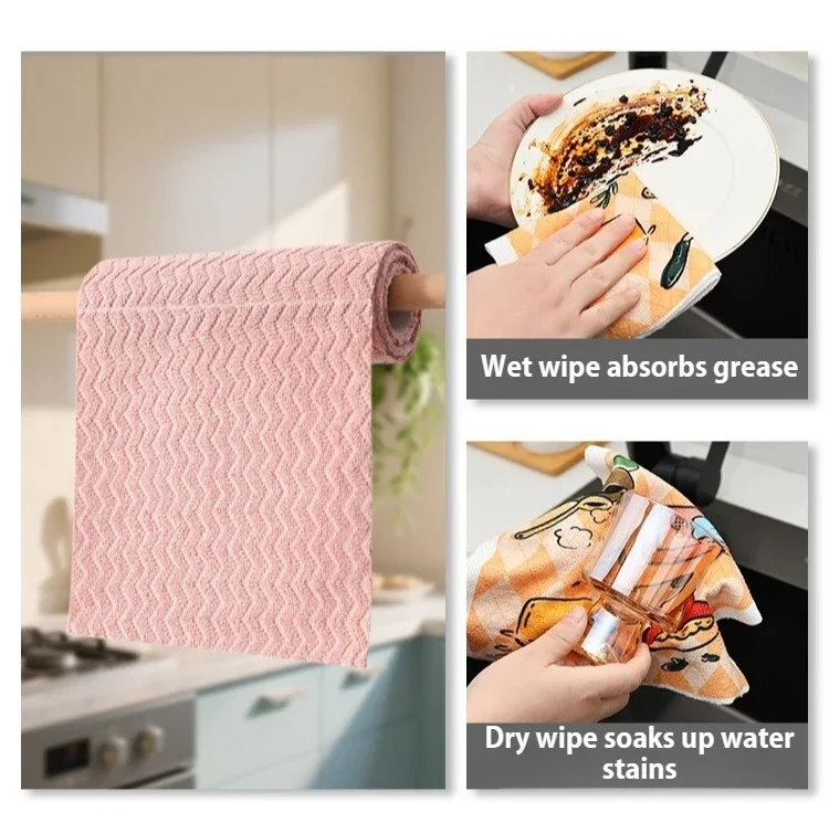 20PCS Disposable Tearable Cleaning Towel RollMultipurpose Lazy CleaningCloths Kitchen DishWipes Wet DryUse for Home Cleaning