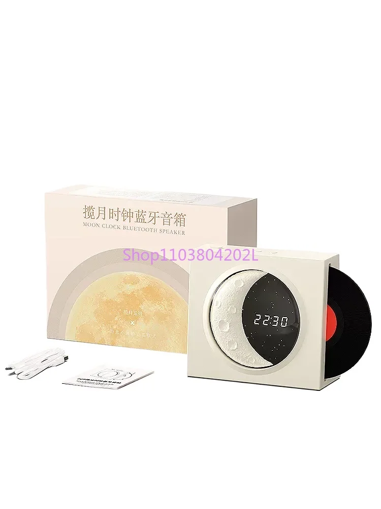 

Беспроводная колонка Moon Clock, настольный Виниловый проигрыватель с Bluetooth и высоким чувствительным звуком, креативный подарок на день рождения, подарочная коробка