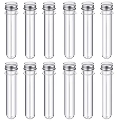 12Pcs 140 x 25 mm Clear Test Tubes with Caps 40ml Plastic Test Tubes Plastic Sample Test Tubes for Candy Bath Salt Storage Tubes