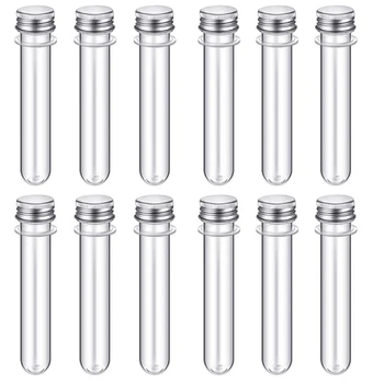 12Pcs 140 x 25 mm Clear Test Tubes with Caps 40ml Plastic Test Tubes Plastic Sample Test Tubes for Candy Bath Salt Storage Tubes