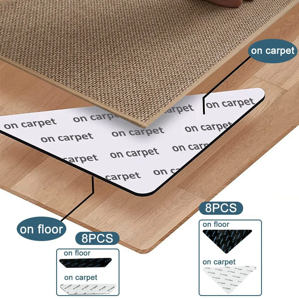 AEE2-16 PCS Tapijtgrijpertape voor hardhouten vloeren, antislip tapijtpads Dubbelzijdig tapijttape Tapijthoekgrijpers Herbruikbaar