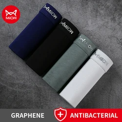 MiiOW 4Pcs Men's Cotton Boxer Briefs Underpants 5A Antibacterial Breathable Man Underwear Comfortable Print Men Boxers Panties