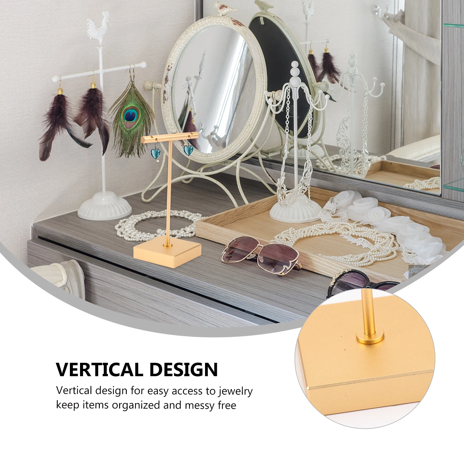 

Earring Display Stand Counter Show Jewelry Earrings Shelf T-shaped Rack Storage