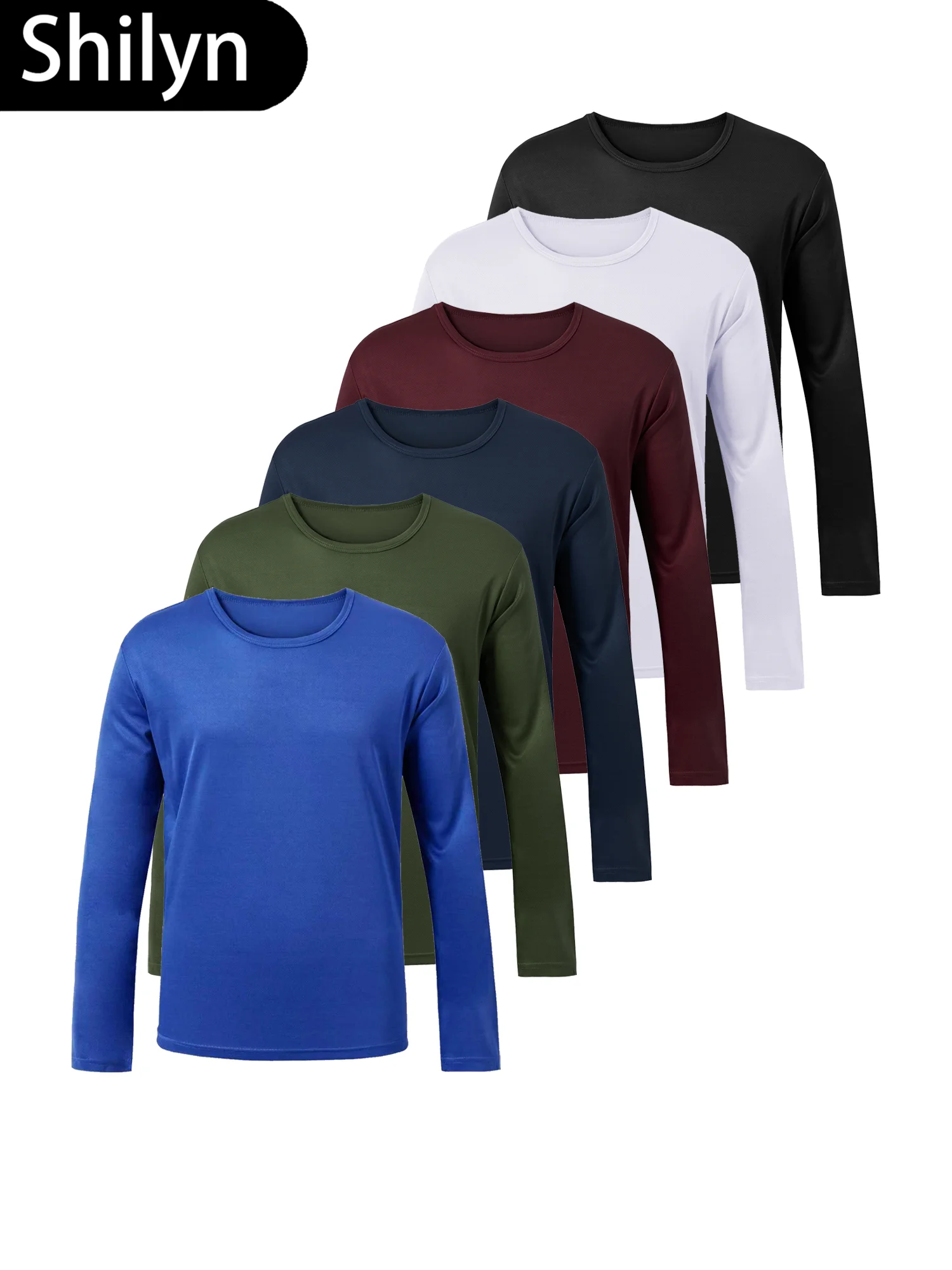 

6Pcs Men's T-Shirt Fast Dry Short Sleeve Workout Gym Training Moisture Wicking Crew Neck Sport Shirt Ultra-Light Fitness Top