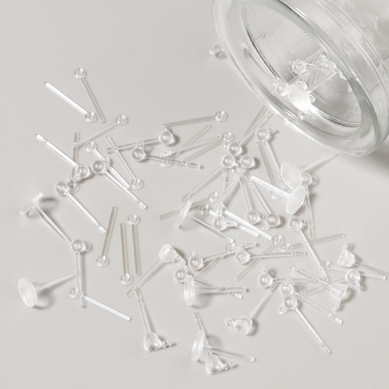 10-20 teile/los 5 Stil Harz Unsichtbaren Kunststoff Ohrring Basis Pins Stud Ohrring Piercing Retainer für DIY Ohrring Erkenntnisse großhandel – Detail 3