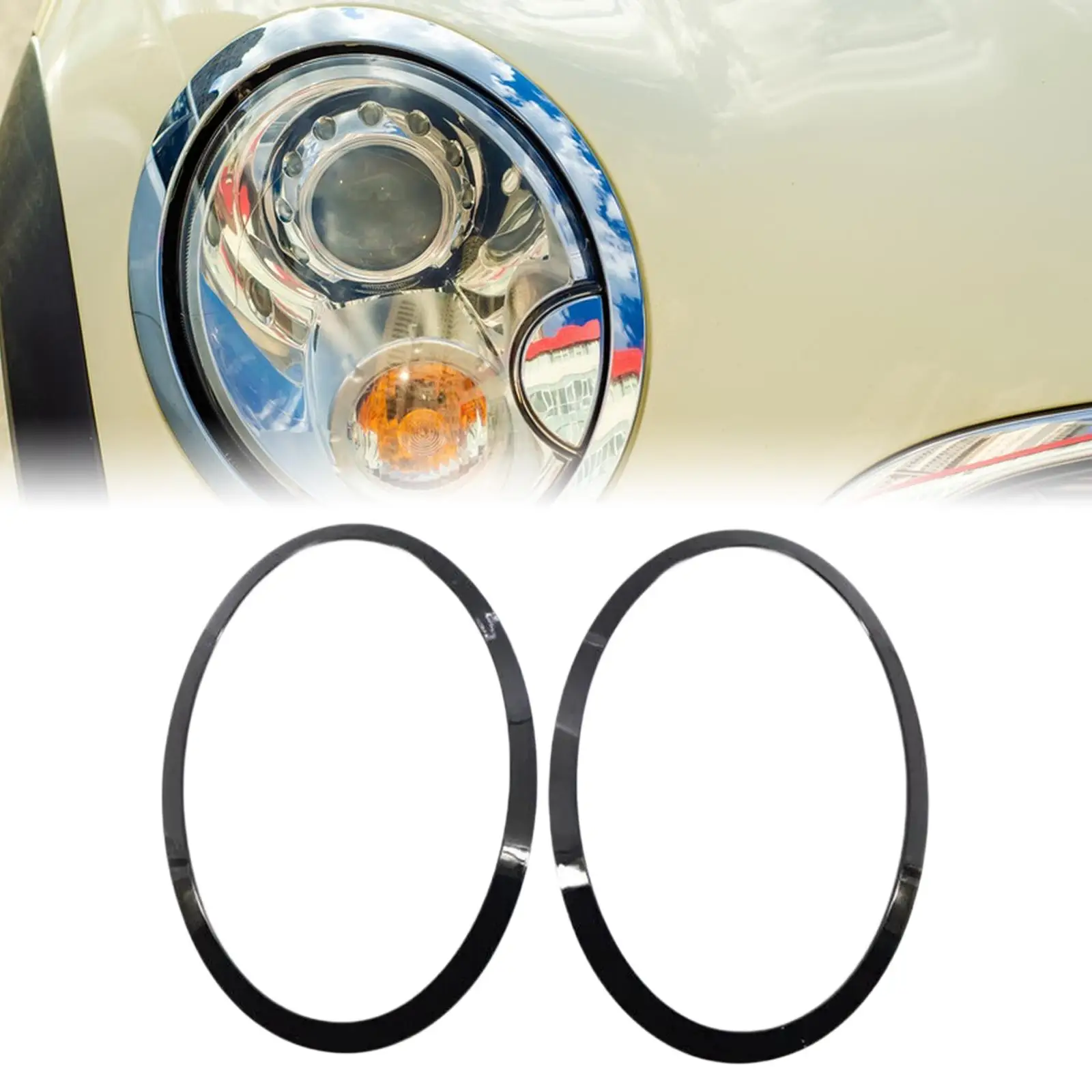 

2 Pieces Headlight Trim Ring 51137449209 51137449210 Front Light Surrounds Replace for Mini Cooper F56 F55 High Performance