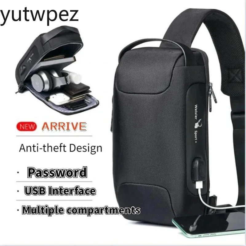 Outdoor Hiking Shoulder Waterproof USB Crossbody Anti-Theft Sports Running Travel Messenger Sling Fashion Designer Chest Bag