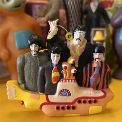 10*10cm cartoon the yellow color Lennon PVC toy famous John submarine Paul Geogre Ringo action figure doll