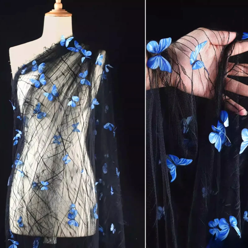 

Three Dimensional Butterfly Embroidery Lace Mesh Fabric Spider Web Perspective Handmade DIY Headgear Performance Clothing Fabric
