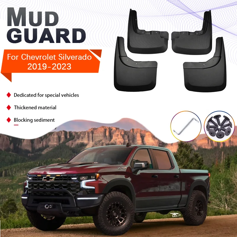 

Car Mudguards Mud Cladding Splash Front Rear Wheels Anti-splash Mudflap 4x for Chevrolet Silverado Cheyenne GMC Sierra 2019~2023