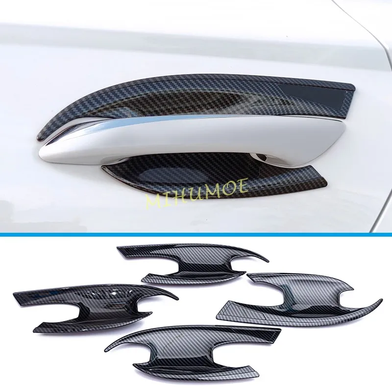 

For Hyundai Sonata 2020-2023 Car Door Handle Surrounds Protector Trims Accessories Carbon Fiber