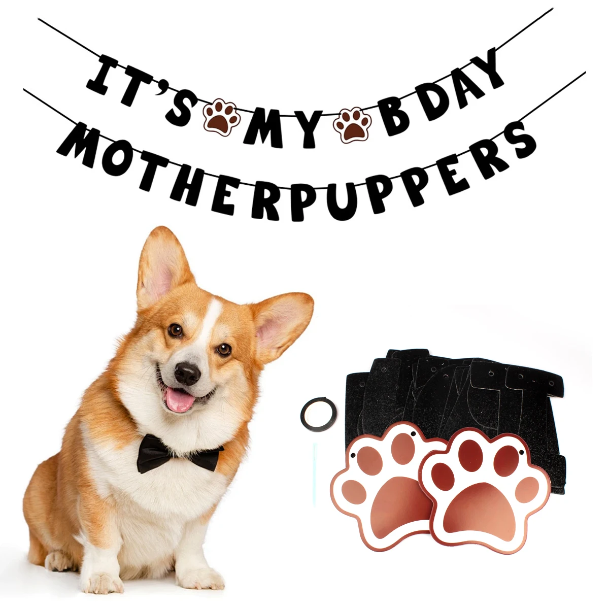 

Pet Dog Banner Flag Gifts Birthday Party Pull Flag Cat And Dog Paw Banner Theme Birthday Dance Party Decoration Pull Flower Flag