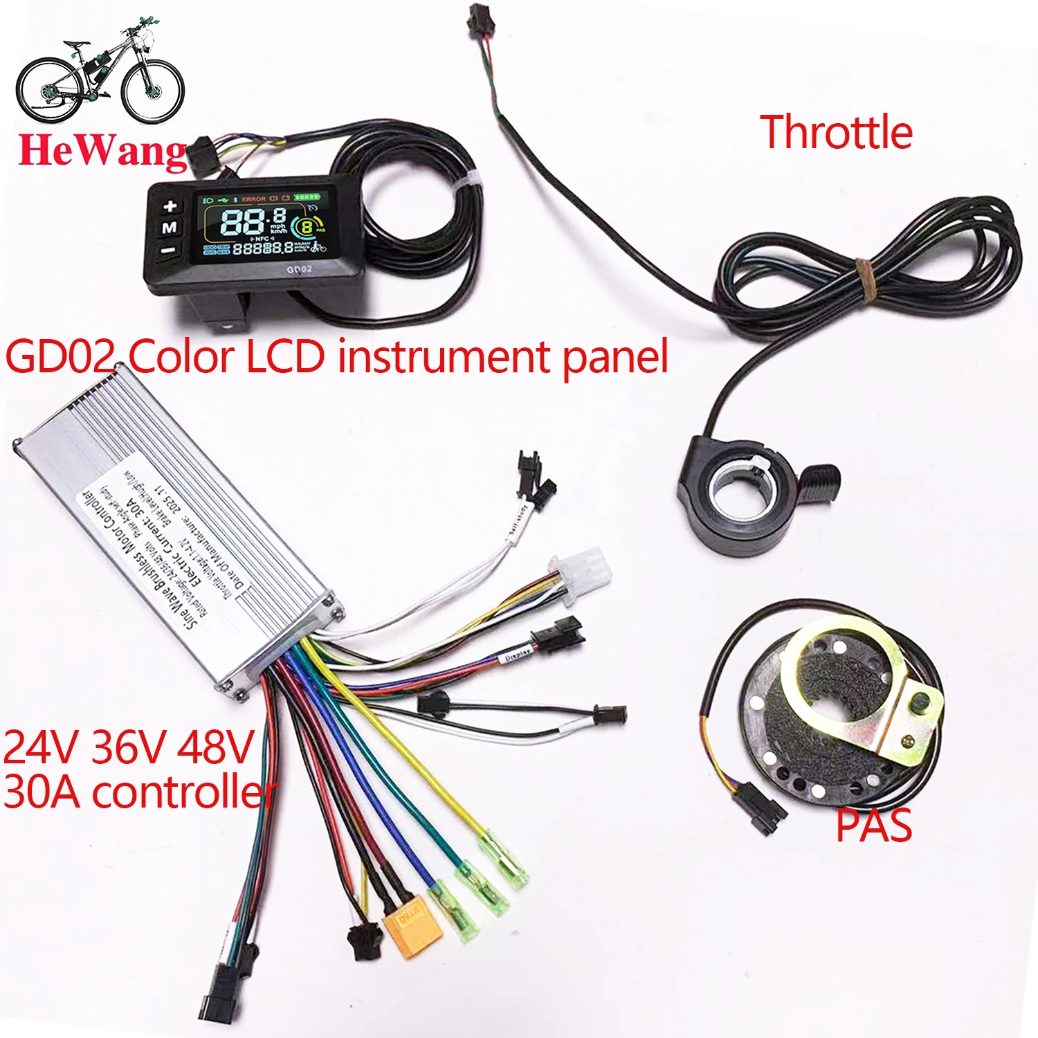 AliExpress NONE 500W-1000W Sine Wave Brushless Motor Controller 30A with GD02 LCD Display PAS throttle set 24V 36V 48V for E-Scooter bike repair