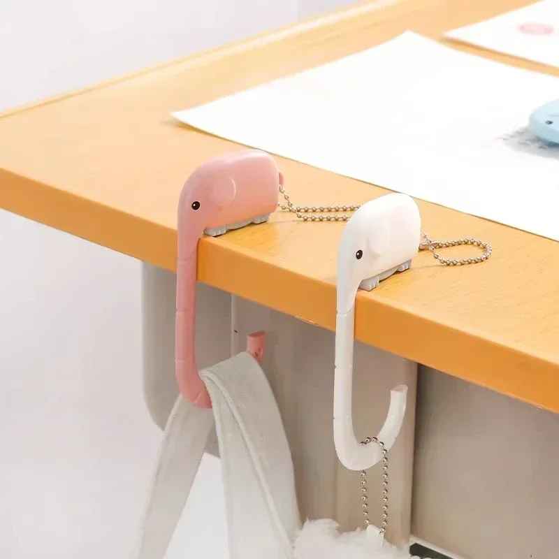 Cute Portable Hanging Desk Hook for Student Schoolbag Side Punch-free Desktop Organizer Supplies Removable Cartoon Hooks