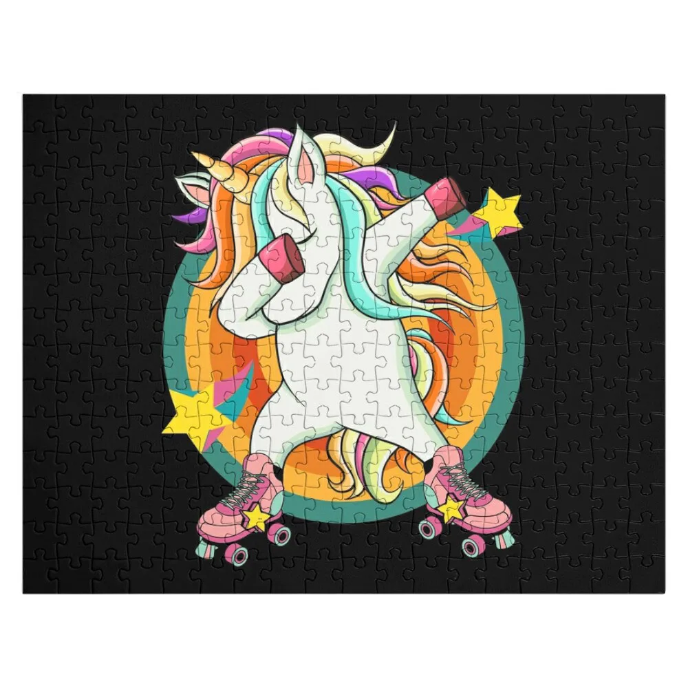 Puzzle à roulettes en bois, licorne Dab Dance