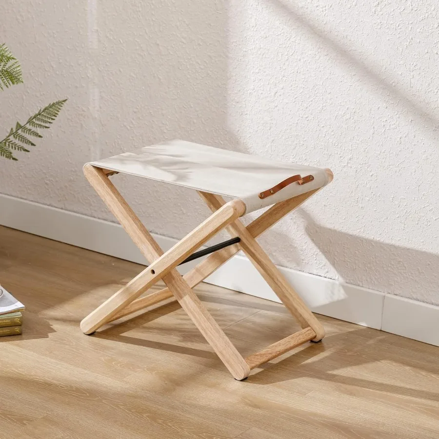 الخشب للطي التخييم البراز مجموعة من 2 18.5 الخشب الصلب المحمولة الصيد كرسي بلا ظهر قابل للطي مع الثقيلة المعادن دعم قماش مخيم Sto #6