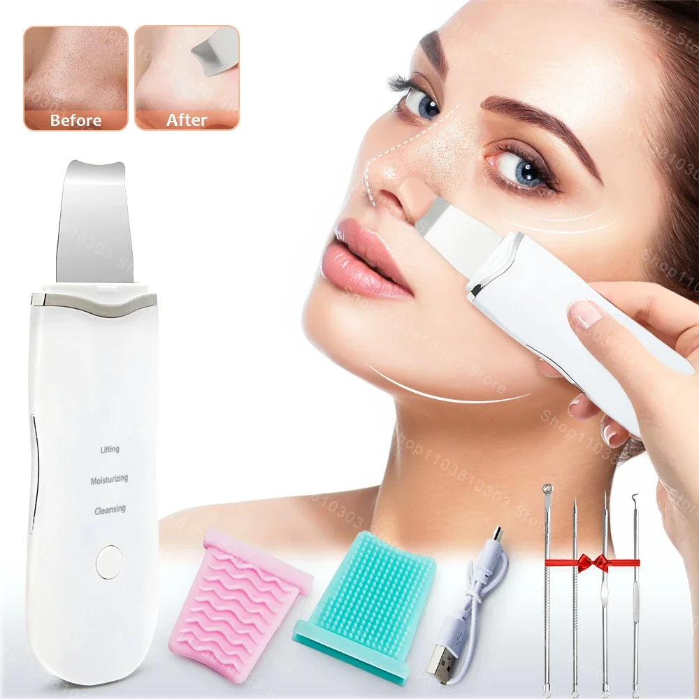 Épurateur de peau électrique à ultrasons, spatule vibrante pour le visage, dissolvant de points noirs, Lifting du visage, nettoyage, soins de la peau à ultrasons