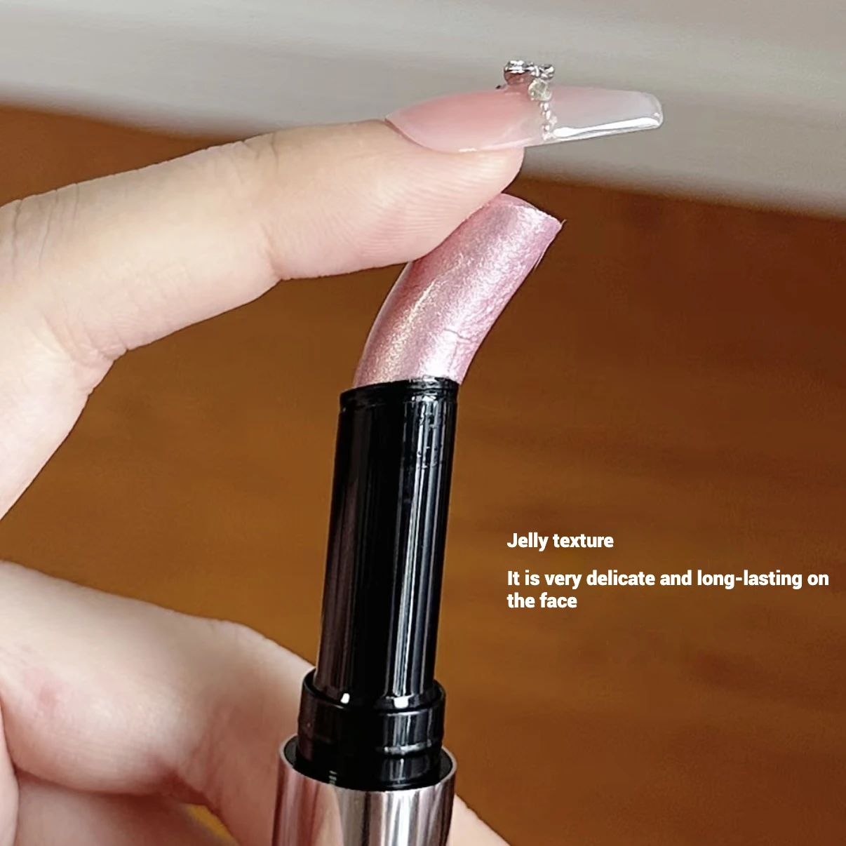 Joocyee Jelly Highlighter Stick Diamond Shimmer Long-Lasting Weightless Feel Waterproof Champagne Cosmetics Face Makeup