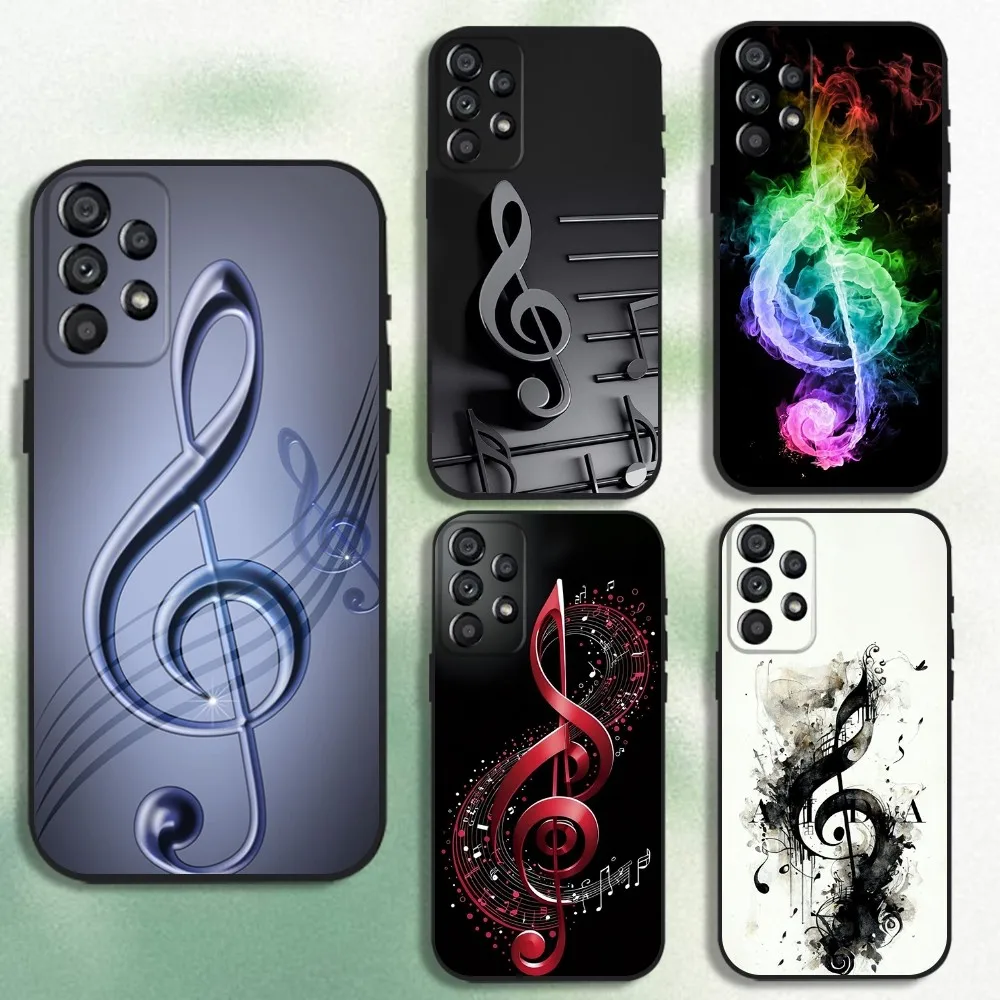 

Treble Clef Music Note Phone Case For Samsung Galaxy A20,A21s,A22,A31,A32,A52,A53,A72,73,A80 Soft Black Cover