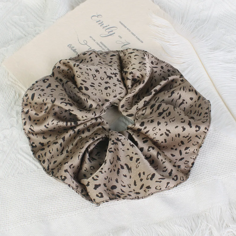 Aksesoris Rambut Premium Gaya Asing, Ikat Rambut Motif Leopard Besar, Rok Motif Leopard, untuk Gaya Rambut Kuncir Kuda yang Modis