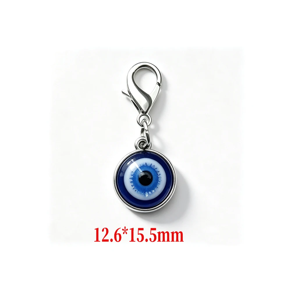 1/6/10/15 Stück Set mit Charms im „Evil Eye“-Design, Karabinerverschluss, Metall-Emaille-Schlüsselanhänger mit blauem Auge, Großhandel, Taschenanhänger, Souvenir-Geschenke – Detail 2