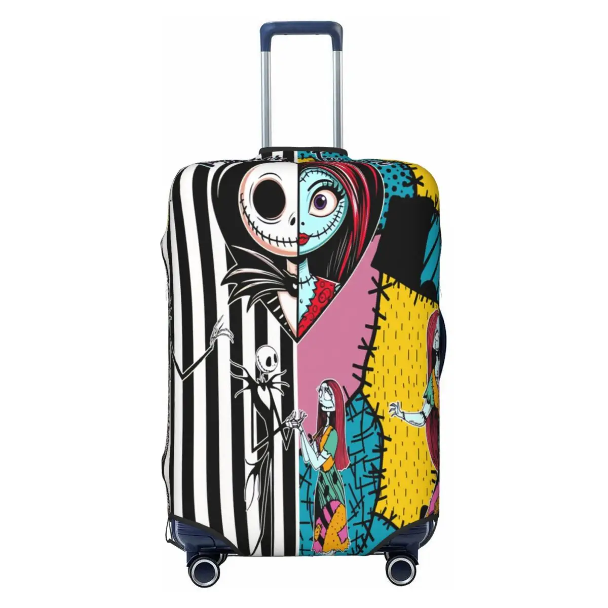 

Funny Jack Skellington And Sally Forever Luggage Cover Protector Dust Proof Nightmare Before Christmas Travel Suitcase Covers