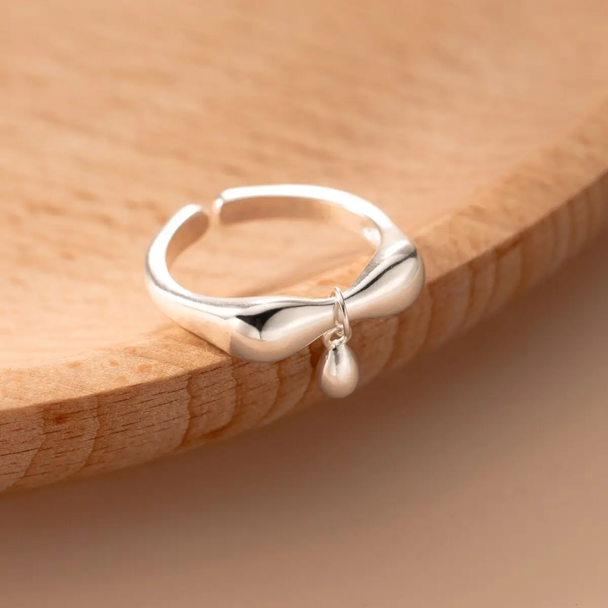 925 Silver Water Drop Bow Rings For Women Wedding Luxury Jewelry Accessories   Jewellery