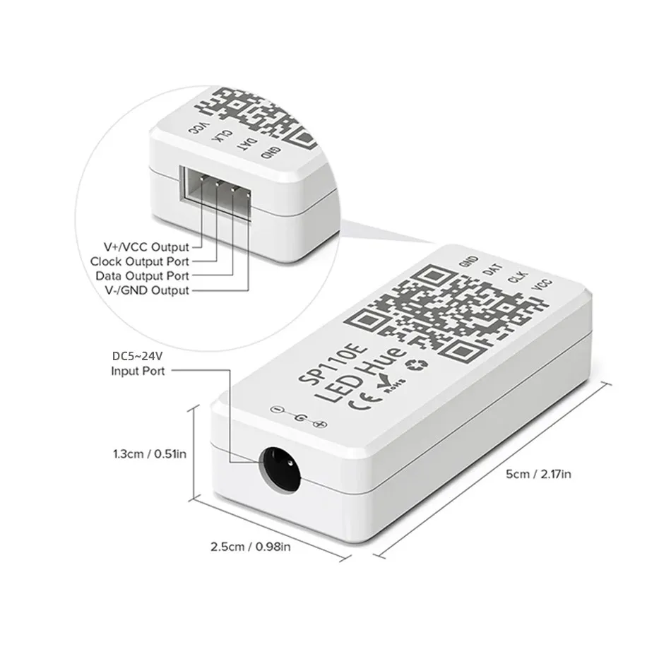 SP110E RGB Controller Bluetooth Smart APP 5V 12V 24V 1024 Pixel for WS2811 WS2812B APA102 SK6812 SPI Addressable LED Strip Light