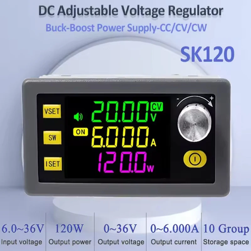 SK120 CNC Buck Boost DC Adjustable Voltage Regulator Power Supply - Constant Voltage & Current MPPT Solar Charging Module