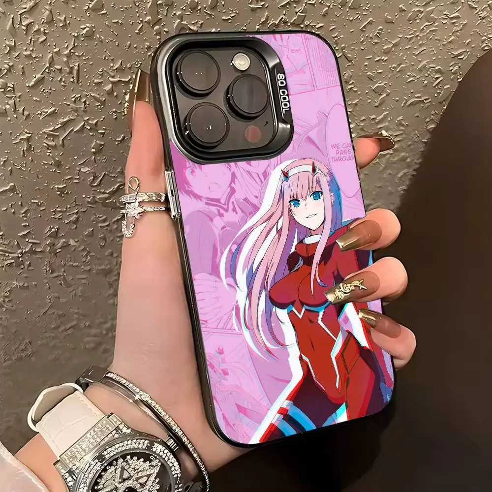 حافظة هاتف D-DARLING in the FRANXX 02 لهاتف iPhone 17,16,15,14,13,12,11 Plus، Pro Max، XS، حافظة هاتف فضية ملونة