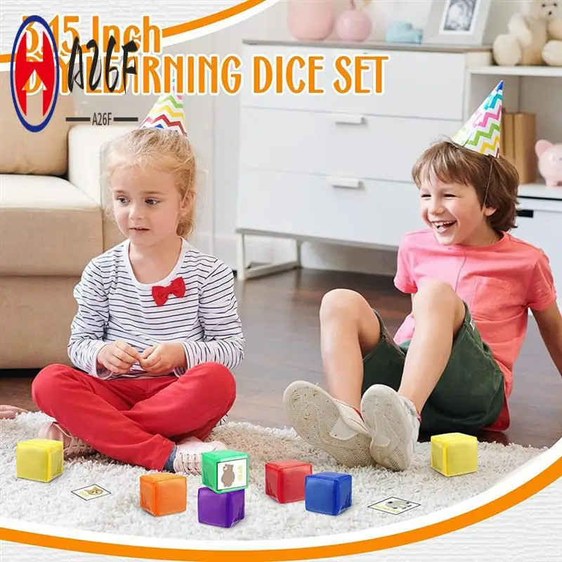 

A26F-6PCS DIY Educational Game Dice Learning Dice Set With 6 Sides Clear Pocket Photo Pocket Learning Dice DIY Educational Game